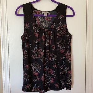 4/$20 LOFT black floral tank shell